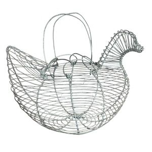 Modern Vintage Silver Wire Chicken Hen Basket